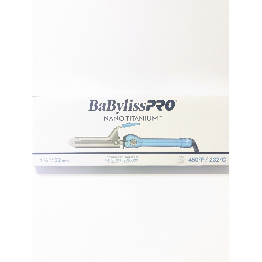 BaBylissPRO Nano Titanium 1.25 Inch Spring Curling Iron Blue BNT125SBN